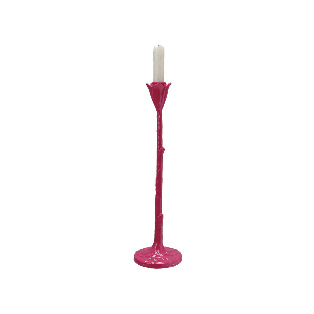 Design Shop Cast Iron Flower Shaped Taper Holder, Fuchsia Color