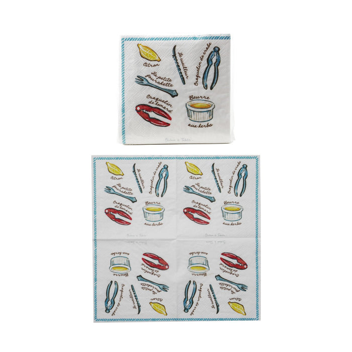 Design Shop Paper Cocktail Napkins with Seafood Accoutrements