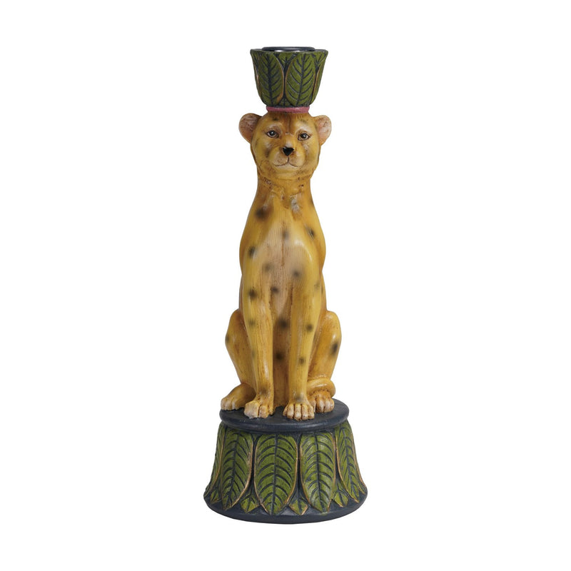 Design Shop Resin Cheetah/Palm Leaf Taper Holder