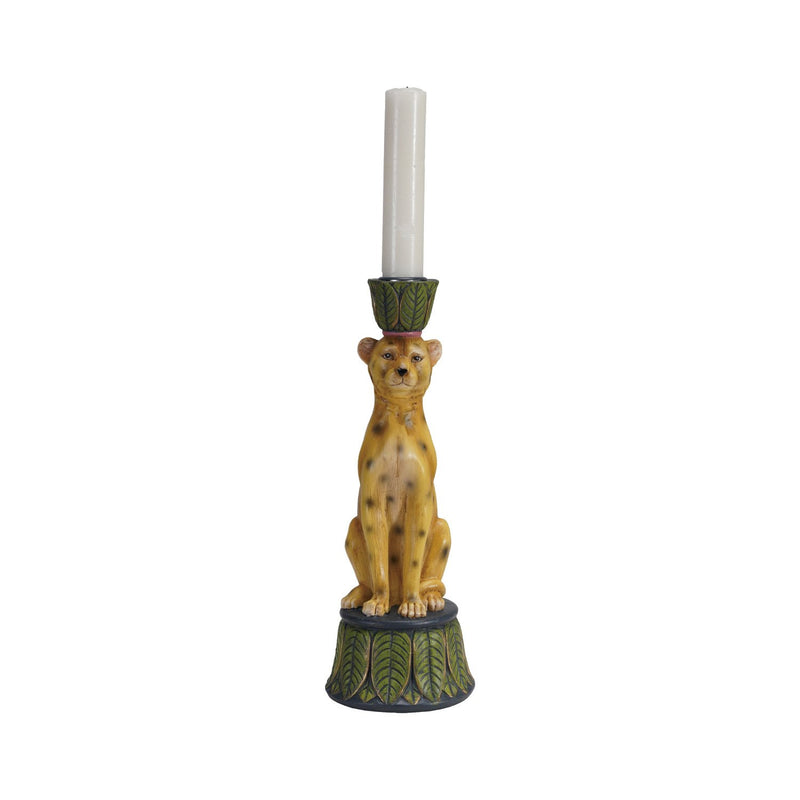 Design Shop Resin Cheetah/Palm Leaf Taper Holder