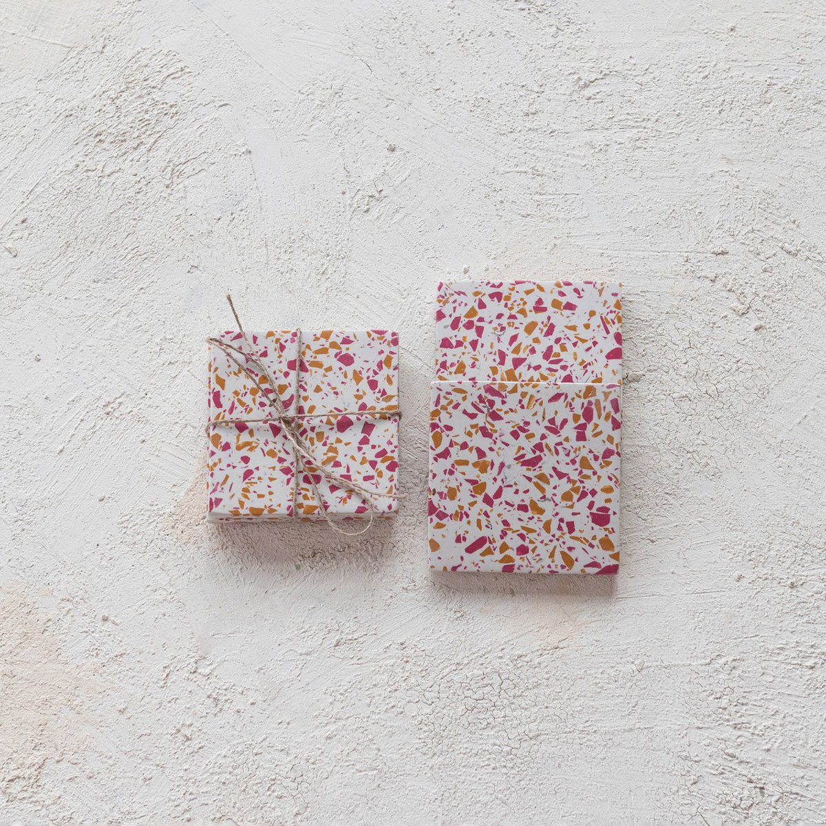 Design Shop Resin Terrazzo Coasters, Set of 4 Tied with Jute