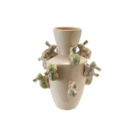 Design Shop Stoneware Vase w/ 3D Rabbits, Reactive Glaze (Each One Will Vary)