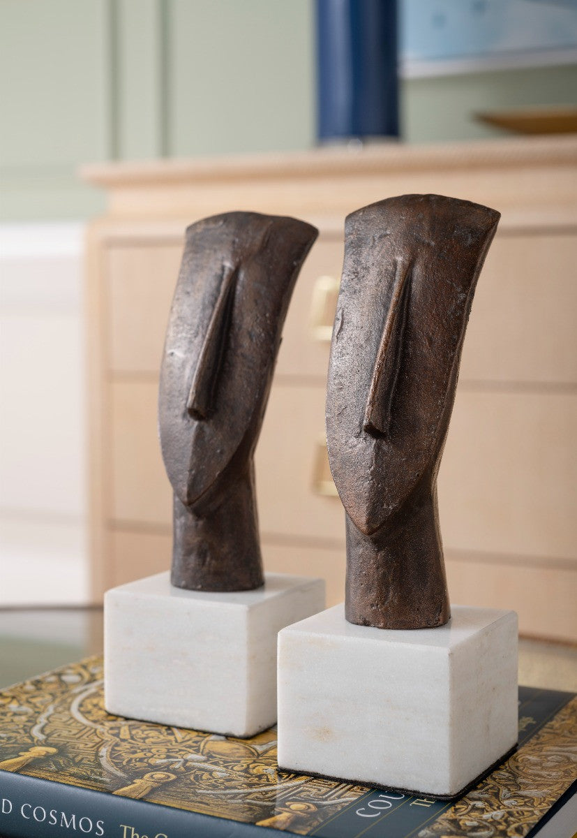 Villa & House Delos Head Statue (Pair), Bronze