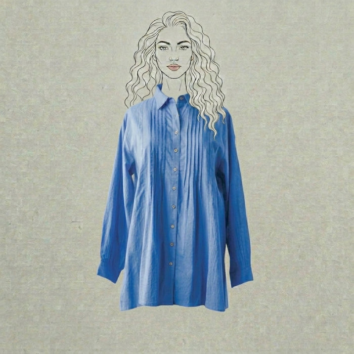 Design Shop Cotton Voile Pleated Favorite Shirt, Medium
