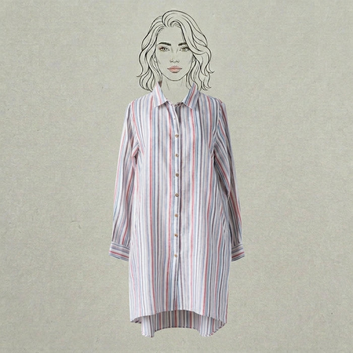 Design Shop Double Cloth Bianca Tunic, Multi-Stripe, Large