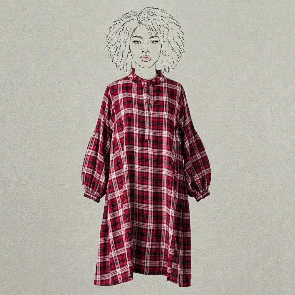 Design Shop Rayon Jill Plaid Dress, Extra Large