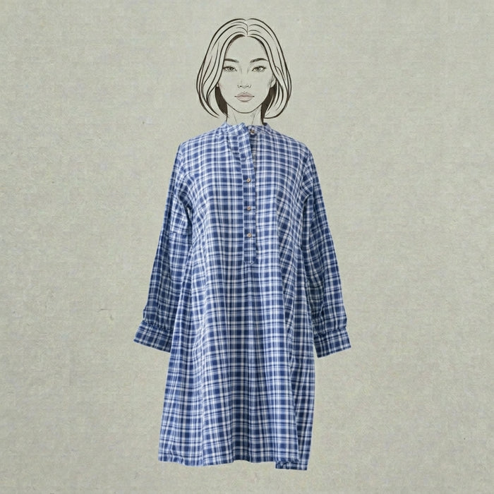 Design Shop Cotton Madras Plaid Tunic, Extra Large
