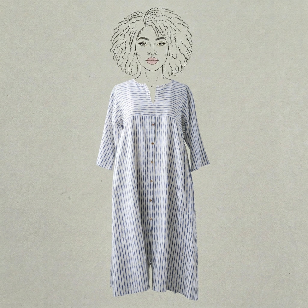 Design Shop Cotton Double Ikat Dress, Large