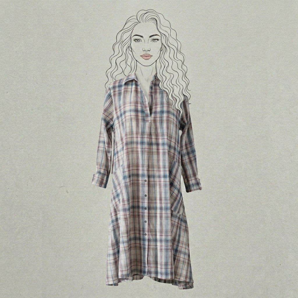 Design Shop Cotton Kayla Tunic, Multi-Plaid, Extra Large