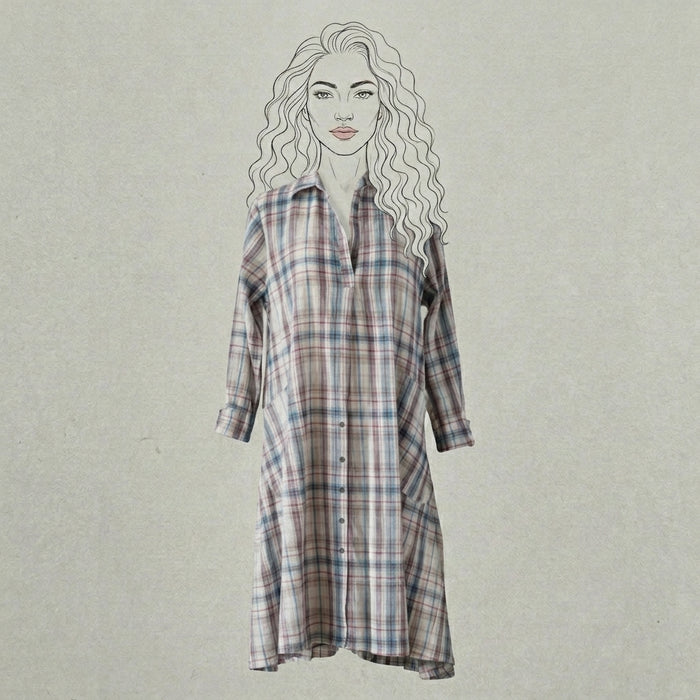 Design Shop Cotton Kayla Tunic, Multi-Plaid, Extra Large