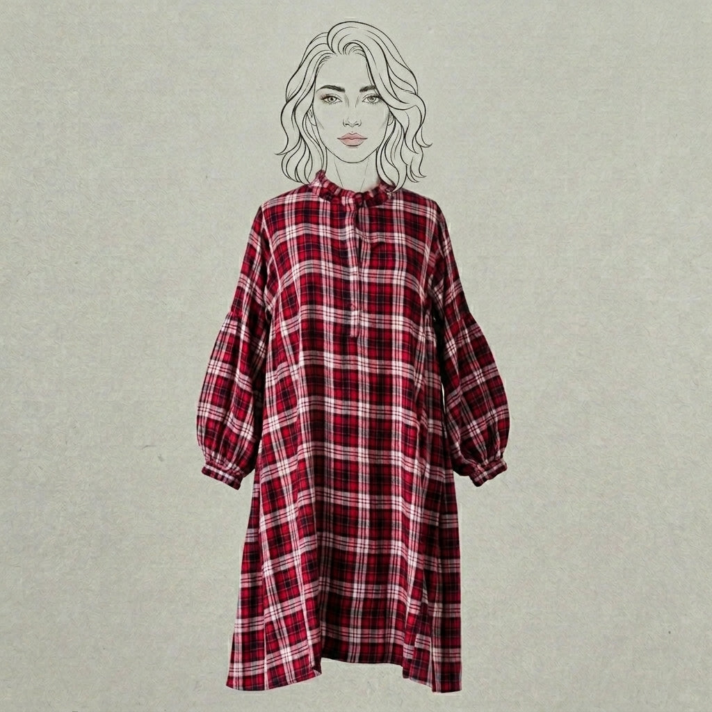 Design Shop Rayon Jill Plaid Dress, Medium
