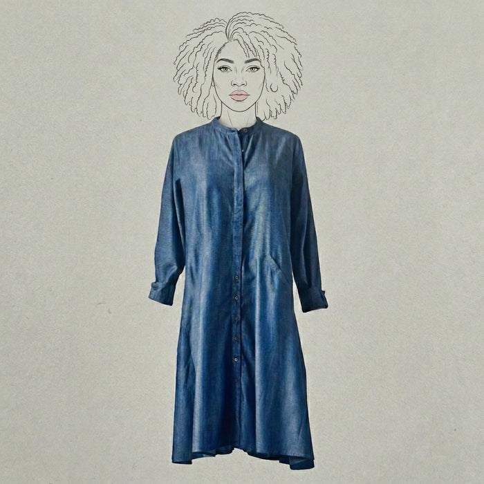 Design Shop Cotton Chambray Gracie Dress, Medium