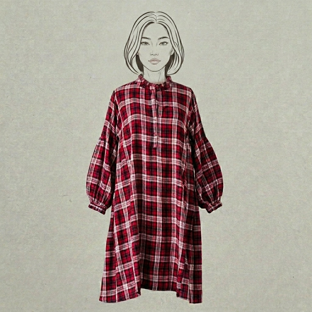 Design Shop Rayon Jill Plaid Dress, Small
