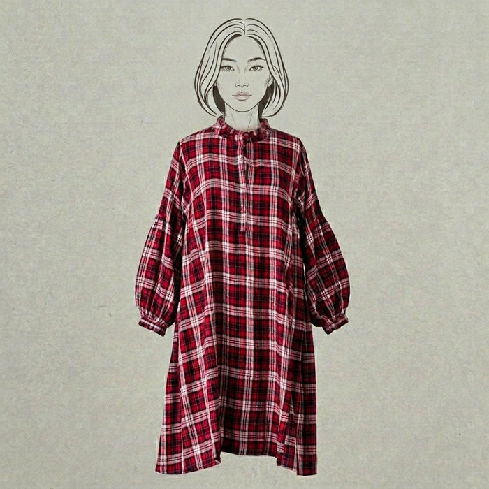 Design Shop Rayon Jill Plaid Dress, Small