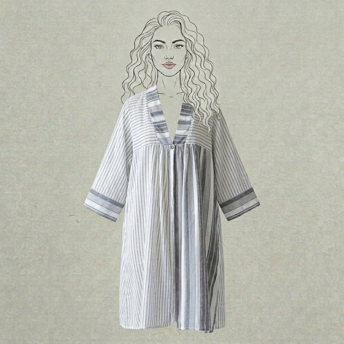 Design Shop Cotton Yarn Dyed Isabella Duster, Medium