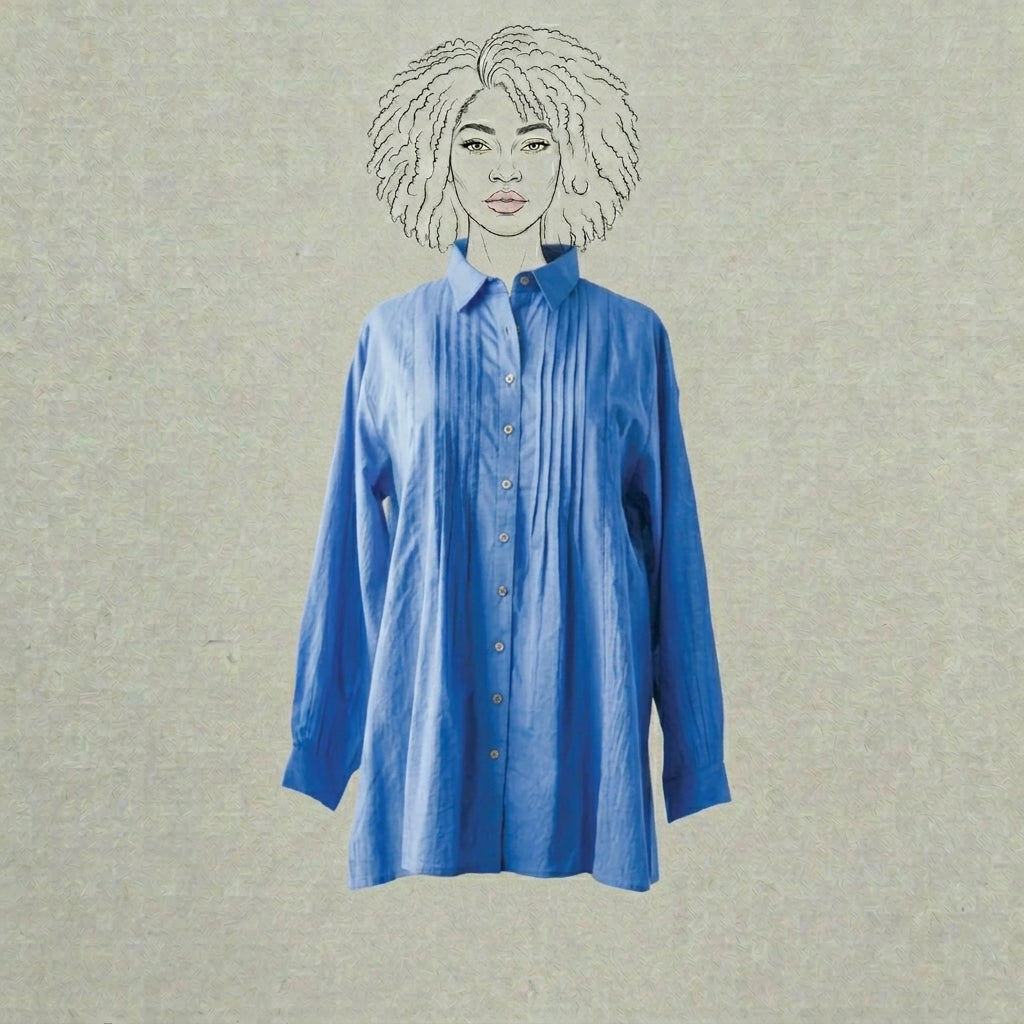 Design Shop Cotton Voile Pleated Favorite Shirt, Large
