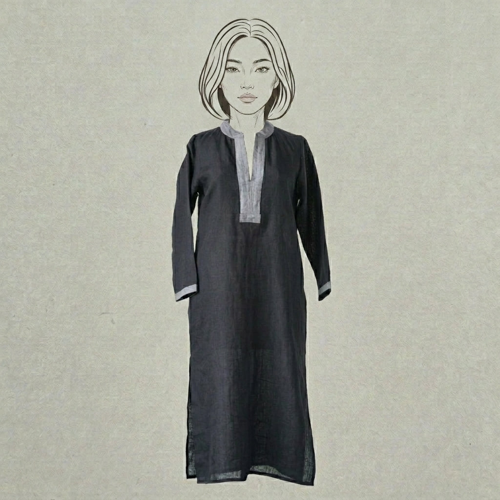 Design Shop Linen Palm Caftan, Extra Small
