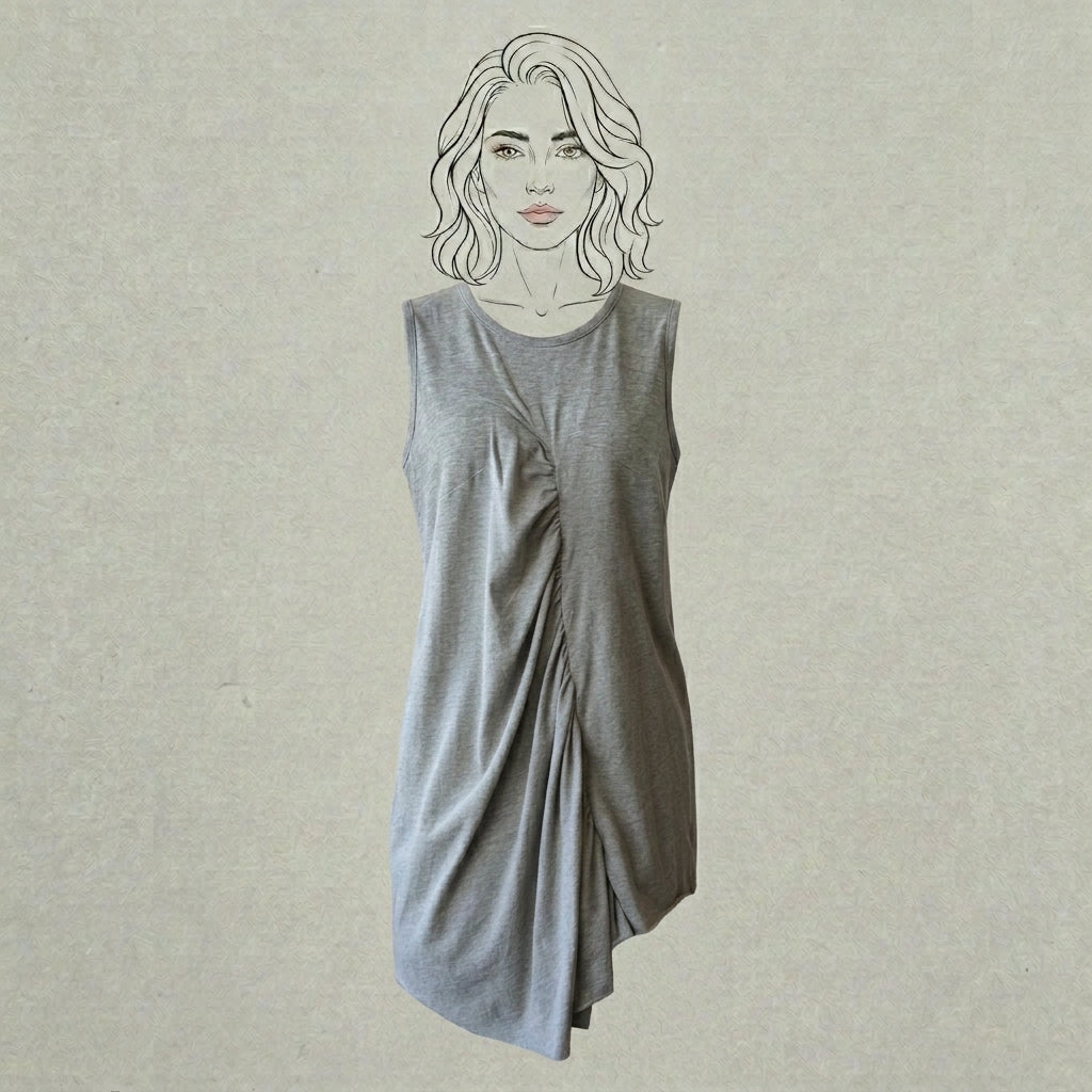 Design Shop Side Drape Libby Sleeveless T Shirt, Small/Medium