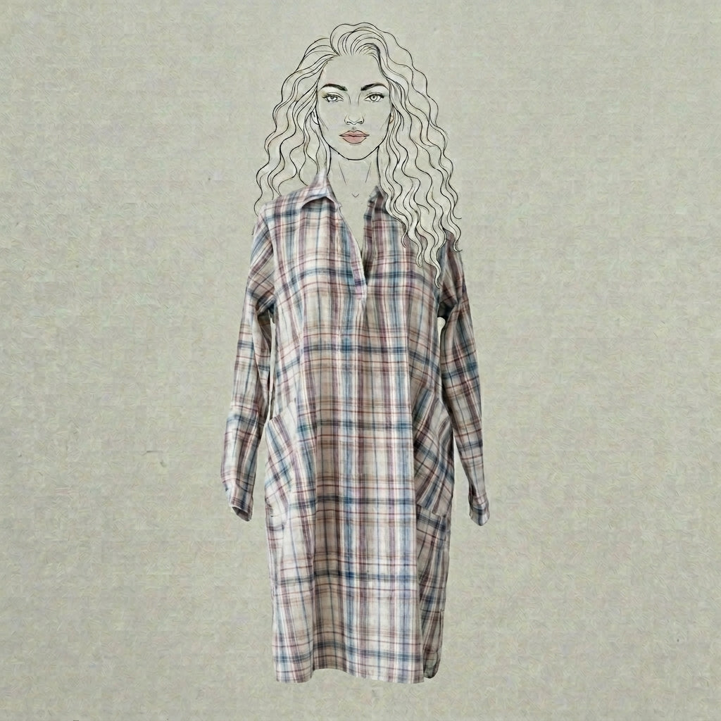 Design Shop Cotton Kayla Tunic, Multi-Plaid, Extra Small