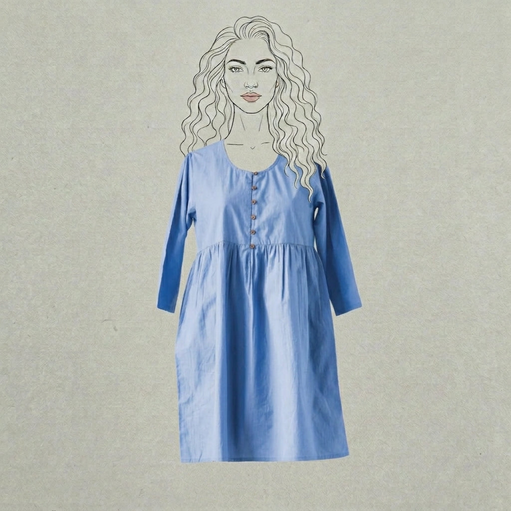 Design Shop Cotton Chambray Jess Dress, Large