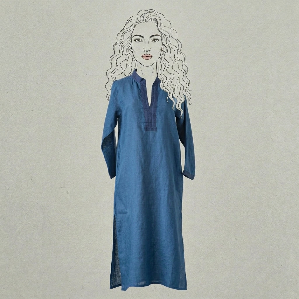 Design Shop Linen Palm Caftan, Extra Large