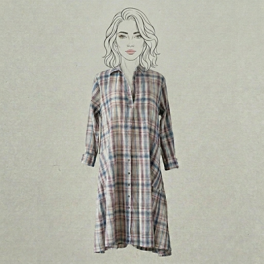Design Shop Cotton Kayla Tunic, Multi-Plaid, Medium