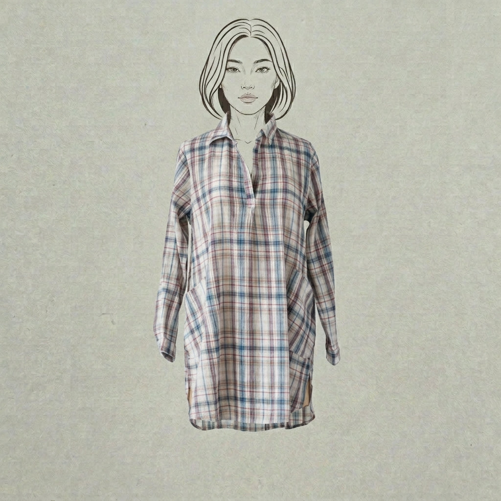 Design Shop Cotton Kayla Tunic, Multi-Plaid, Small