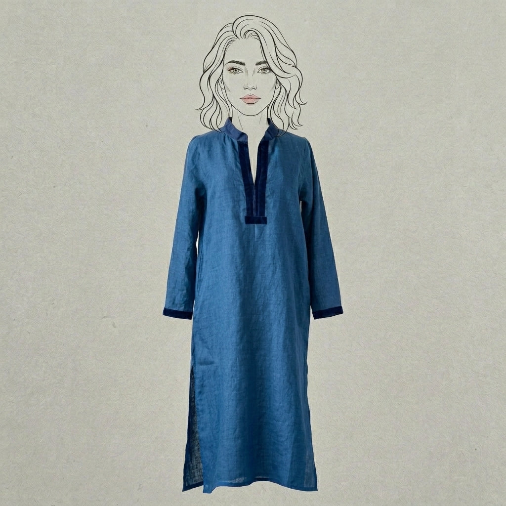 Design Shop Linen Palm Caftan, Extra Small
