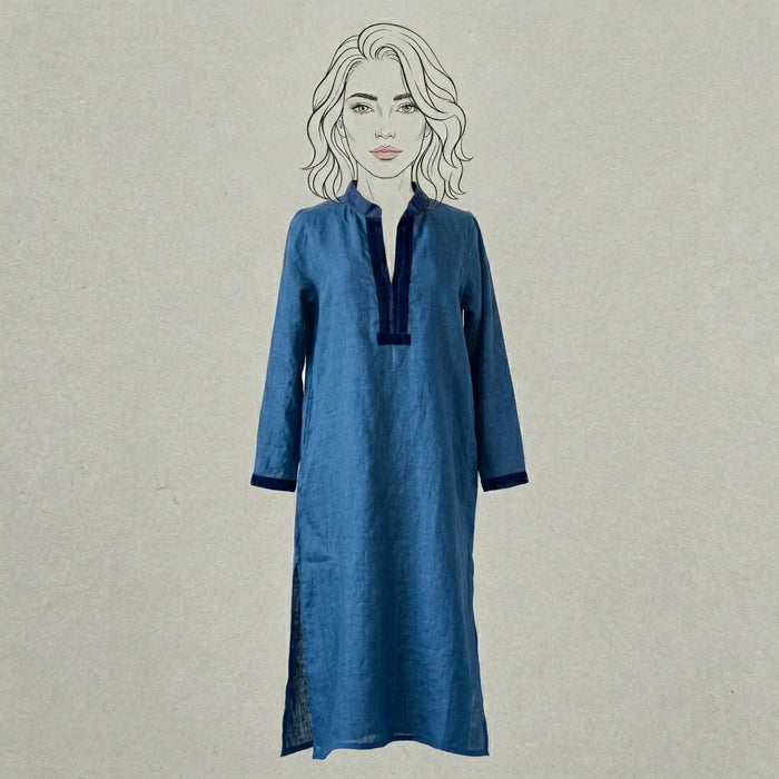 Design Shop Linen Palm Caftan, Extra Small