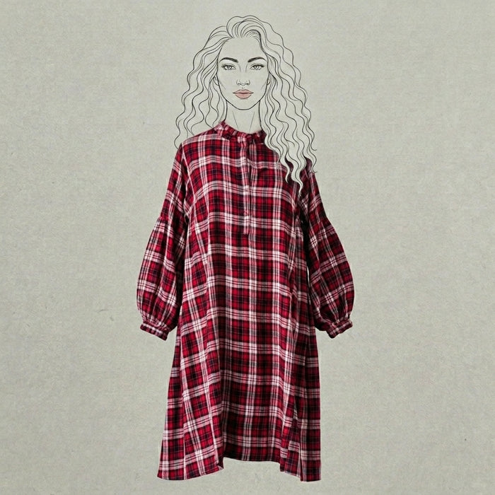 Design Shop Rayon Jill Plaid Dress, Extra Small