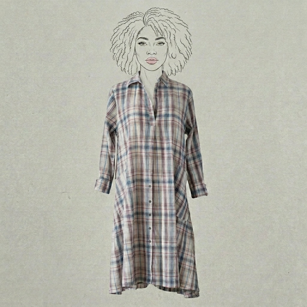 Design Shop Cotton Kayla Tunic, Multi-Plaid, Large