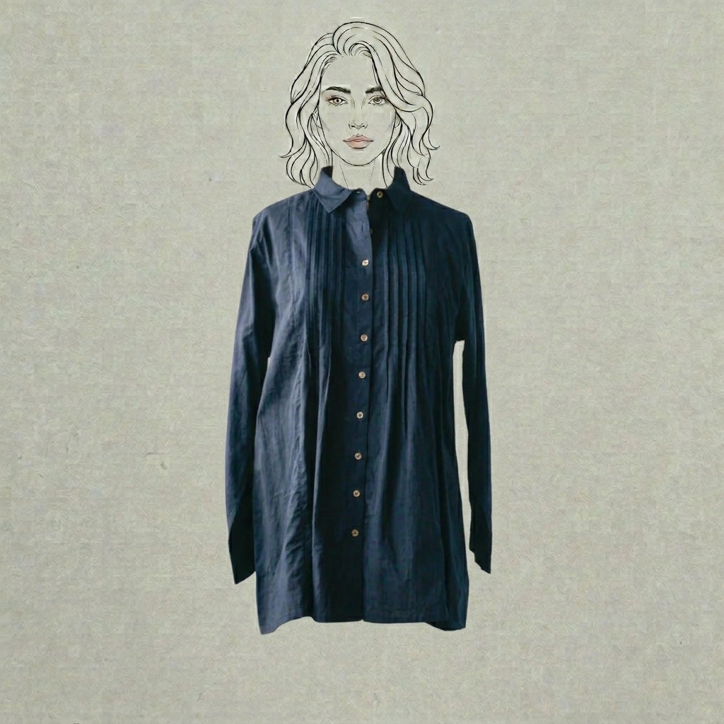 Design Shop Cotton Voile Pleated Favorite Shirt, Large