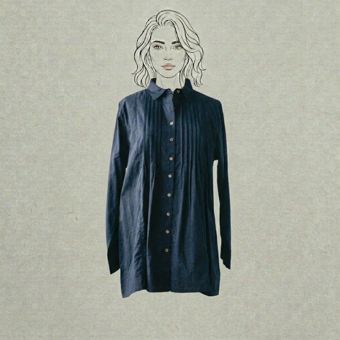 Design Shop Cotton Voile Pleated Favorite Shirt, Large