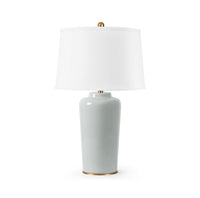 Villa & House Draper Lamp with Shade 17-inch White Linen, with Gold, Graphite Glow