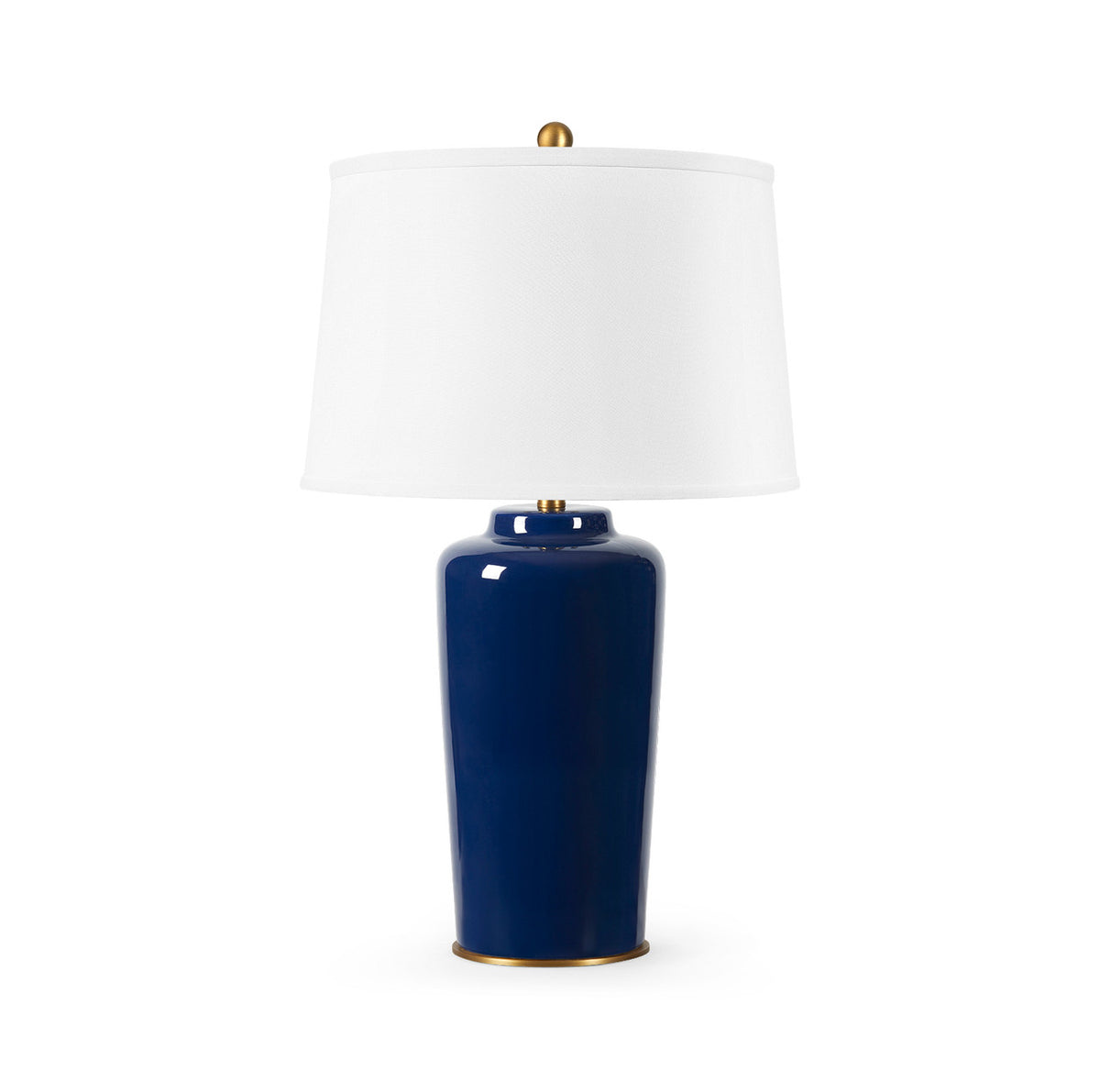 Villa & House Draper Lamp with Shade 17-inch White Linen, with Gold, Nocturne Blue