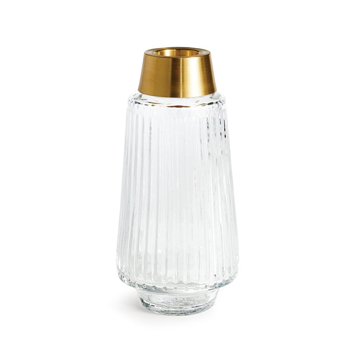 Jasper Ribbed Glass Footed Vase