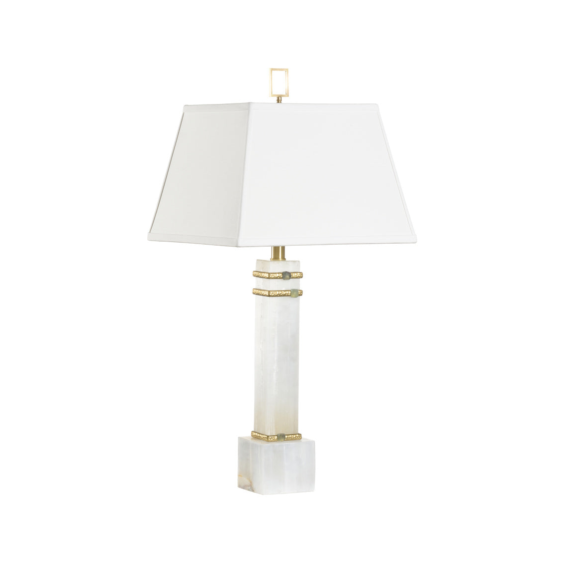 Chelsea House ALABASTER COLUMN LAMP WITH GOLD/STONE RINGS