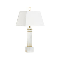 Chelsea House ALABASTER COLUMN LAMP WITH GOLD/STONE RINGS