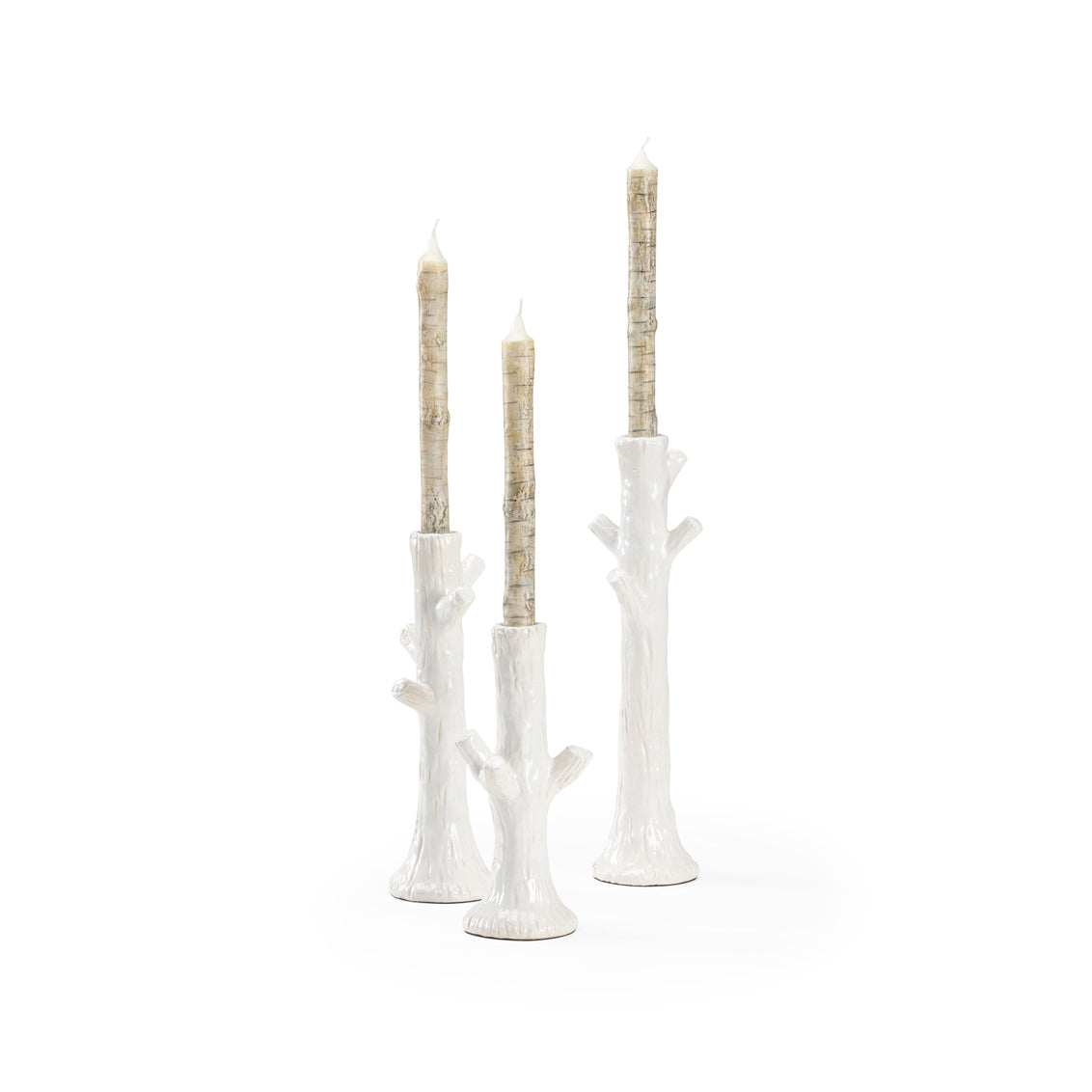 Wildwood Faux Bois Candlesticks - White (S3)