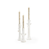 Wildwood Faux Bois Candlesticks - White (S3)