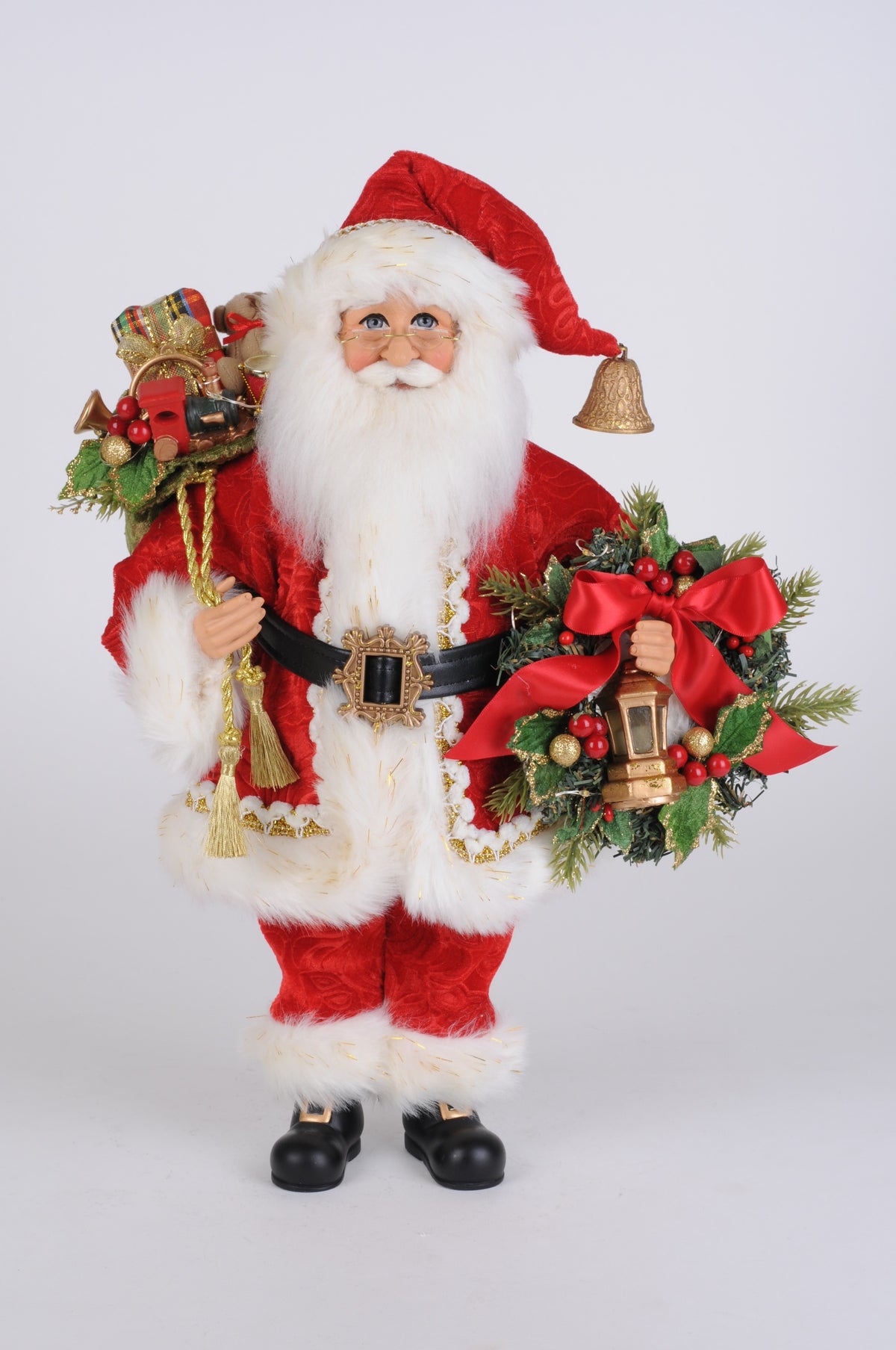 Karen Didion Lighted Berry Santa with Wreath