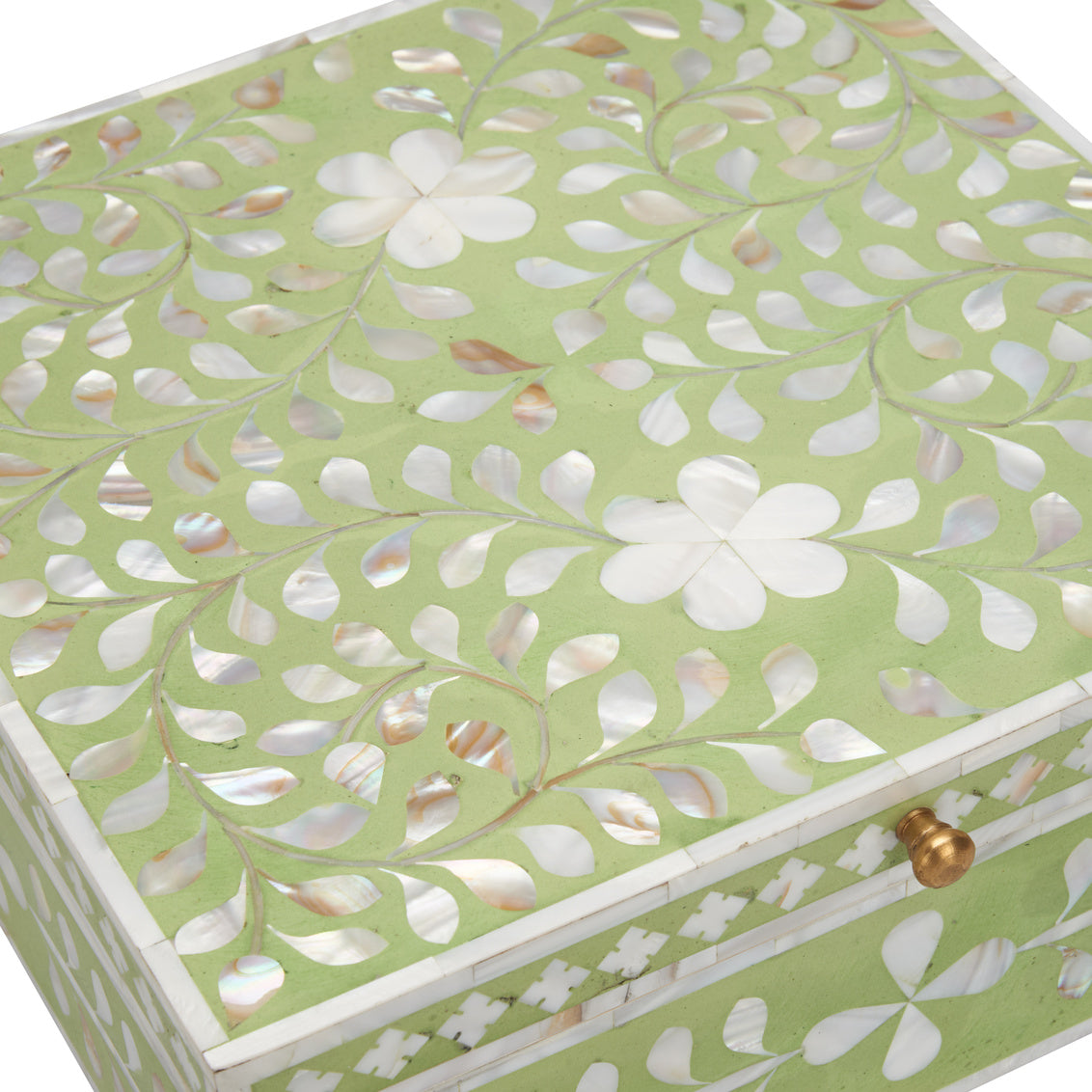 Chelsea House Bone Inlay Box-Green
