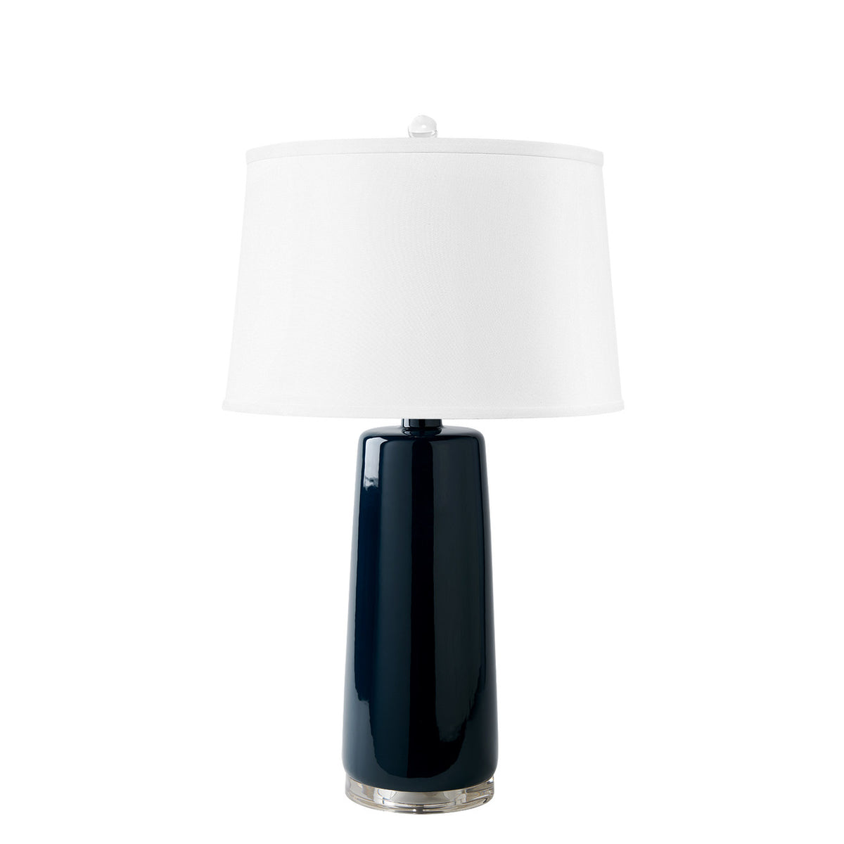 Villa & House Edgware Lamp with Shade 17-inch White Linen, with Nickel, Midnight Blue