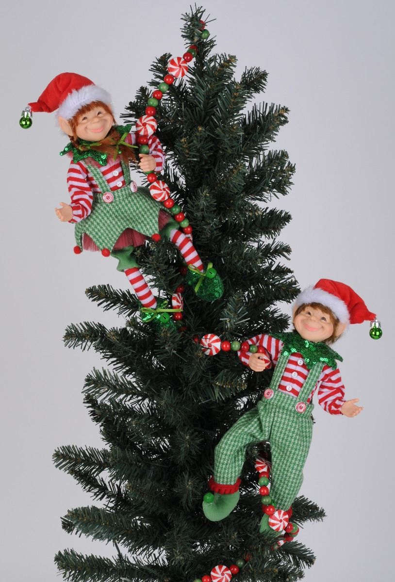 Green Check Posable Elf Set