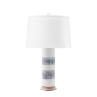 Villa & House Elena Lamp with Shade 17-inch White Linen, with Nickel, Gray and White