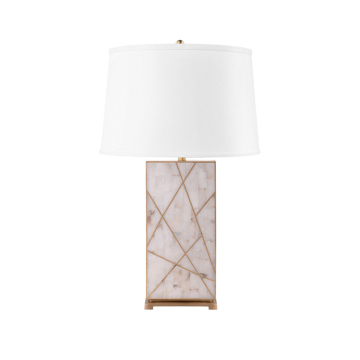 Villa & House Elgin Lamp with Shade 17-inch White Linen, with Gold, Alabaster
