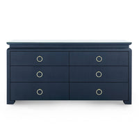 Villa & House Elina Extra Large 6-Drawer with Glass Top, Storm Blue