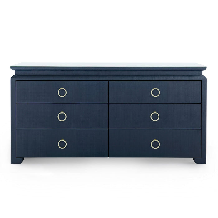 Villa & House Elina Extra Large 6-Drawer with Glass Top, Storm Blue