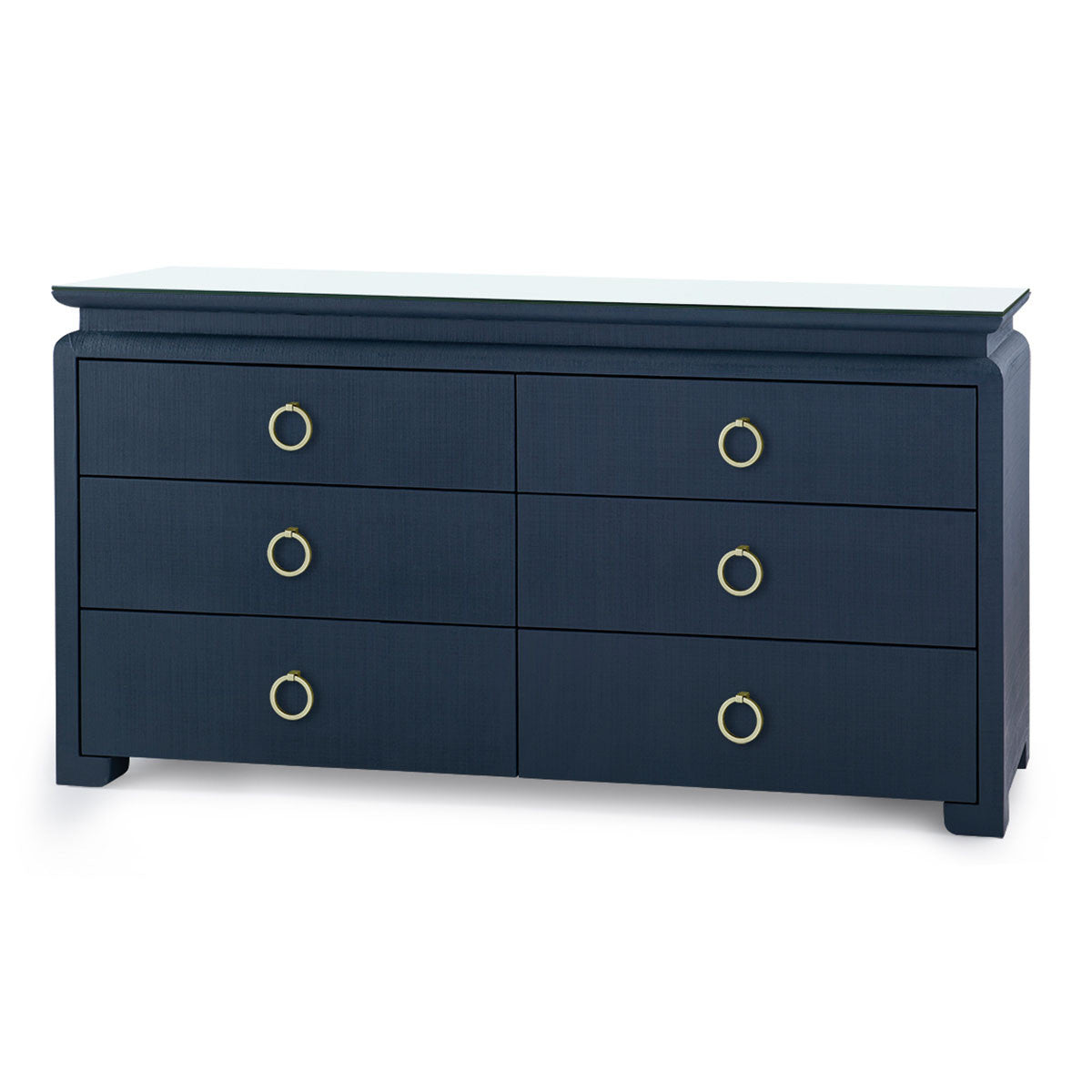 Villa & House Elina Extra Large 6-Drawer with Glass Top, Storm Blue