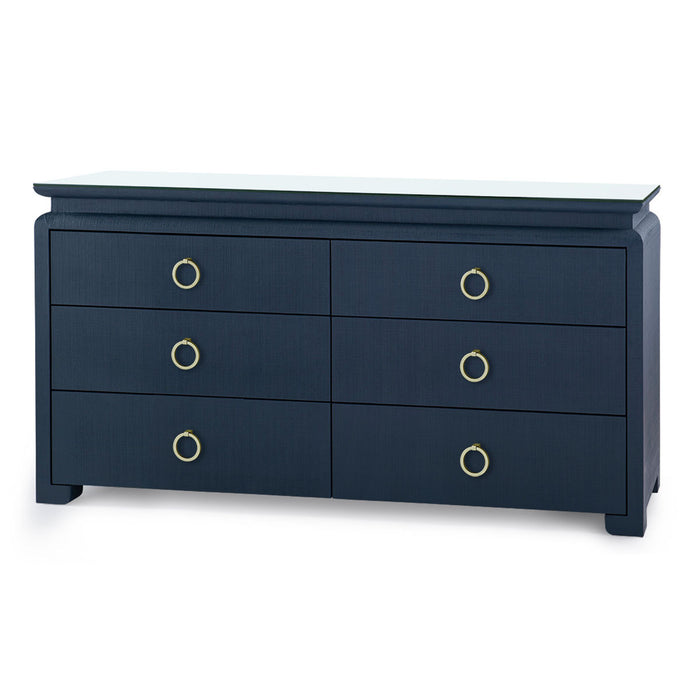 Villa & House Elina Extra Large 6-Drawer with Glass Top, Storm Blue